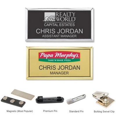 3.375"W x 2.125""H Executive metallic personalized Name Badge