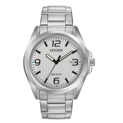 Citizen® Men's Garrison Eco-Drive® Stainless Steel Watch w/Black Markers