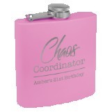 6 Oz. Matte Light Purple Powder Coated Laserable Stainless Steel Flask