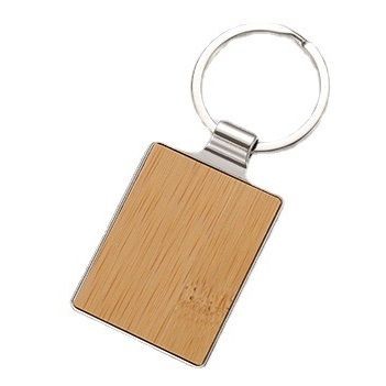 Rectangle Metal Bamboo Keychain