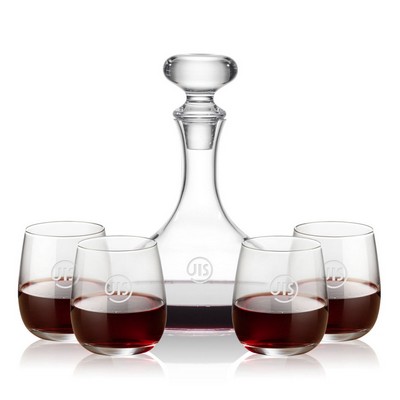 Stratford Decanter & 4 Crestview Stemless Wine