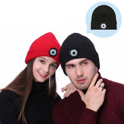 Warm Knitted Beanie Hat With LED Light