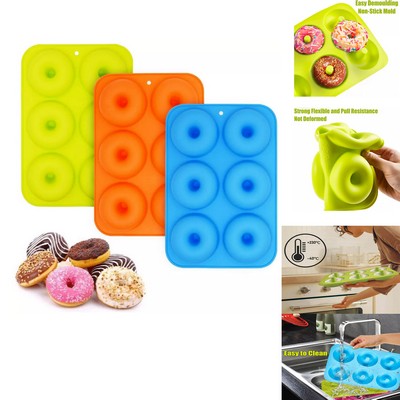 6 Full Size Nonstick Silicone Donuts Mold