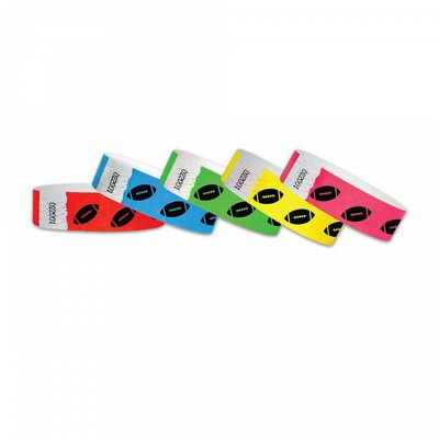 3/4" wide x 10" long - 3/4" Football Icon Tyvek Wristbands Printed 1/0