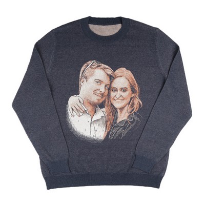 Custom Knit Cotton Blend Portrait Crewneck Sweater