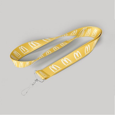 1" Yellow custom lanyard printed with company logo with Jay Hook attachment 1"