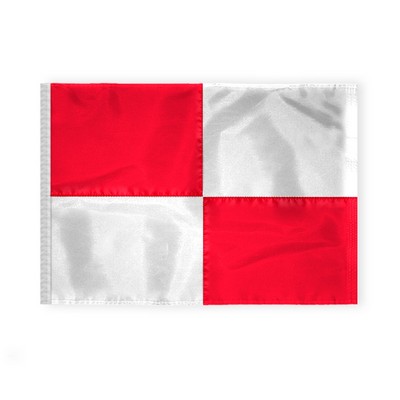 2.5'x3.3' 1ply Nylon Red and White (Quartered) Beach Safety Flag with Sleeve – Sewn