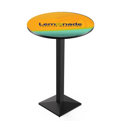 42" Tall, 30" Round Top Pub Table w/Black Finish, Square Base