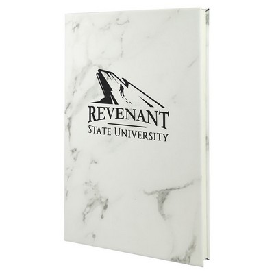 5 1/4" x 8 1/4" White Marble Laserable Leatherette Journal