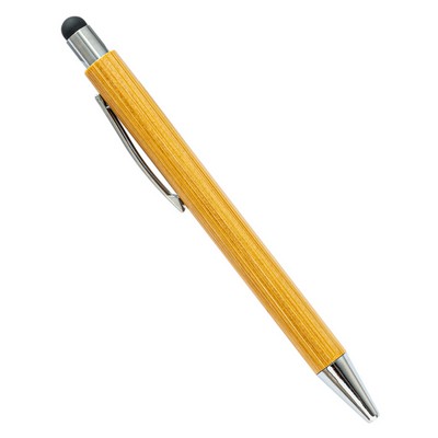 Personalized Bamboo Ballpoint Pen with Stylus