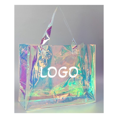 Large Holographic Iridescent Laser Pvc Tote Bag