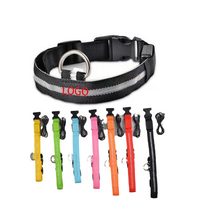 Light Up Dog Collar Adjustable USB Rechargeable