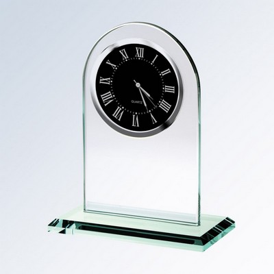 7 1/4" Jade Glass Arch Clock w/Black Moment