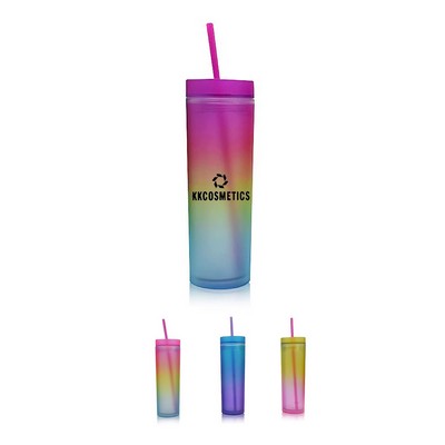 15oz Plastic Gradient Cup With Straw