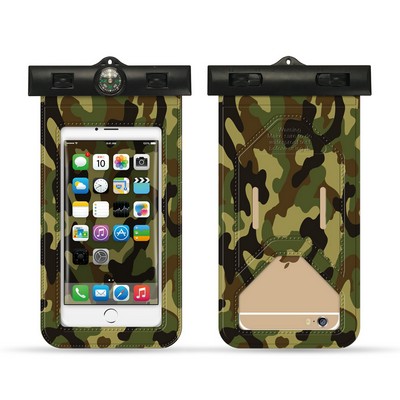 Camouflage Waterproof PVC Smart Phone Bag w/Compass