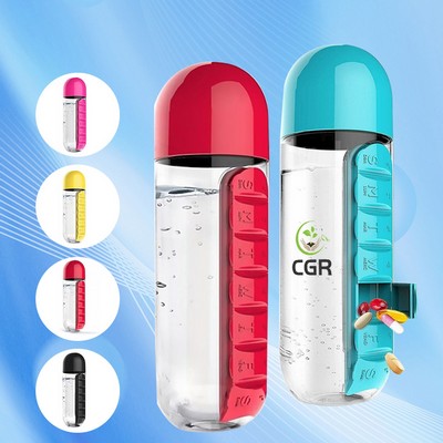 7 Day Pill Box Organizer Water Bottle