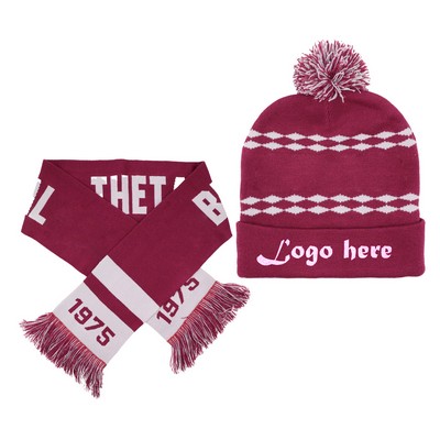 Knitted Hat Scarf Beanie Set