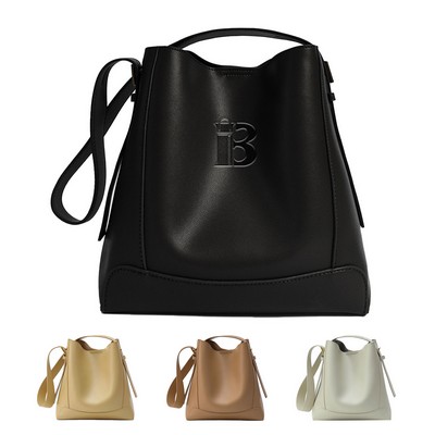 Genuine Leather Tote Bucket Bag