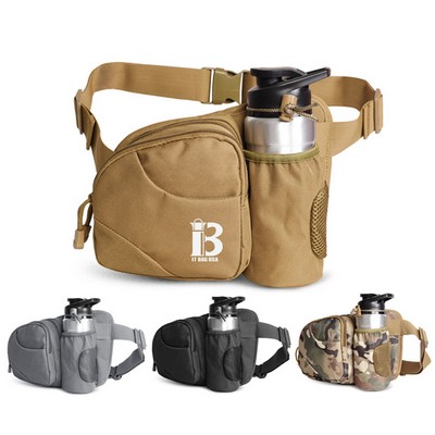 Nylon Hiking Waist Bag With Water Bottle Holder