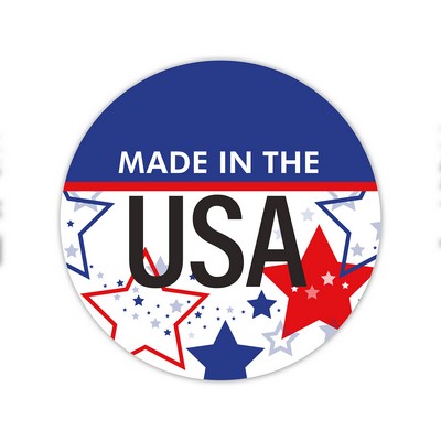 Stock Sticker Circle preprinted with "Made in USA" (1 1/2" diameter)