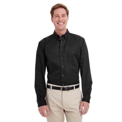 Harriton Men's Foundation 100% Cotton Long-Sleeve Twill Shirt With Teflon™