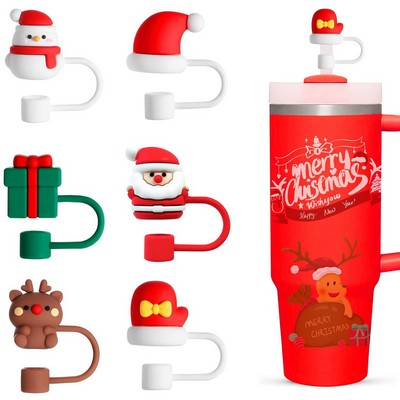 Christmas Silicone Dust-Proof Reusable Straw Cover