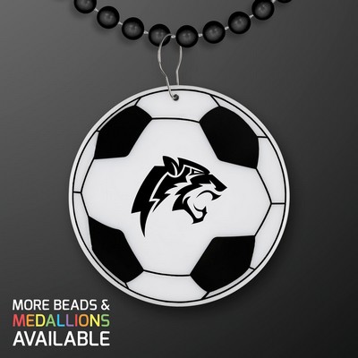 Soccer Ball Medallion with Black Beaded Necklace (Non Light Up) - Domestic Print