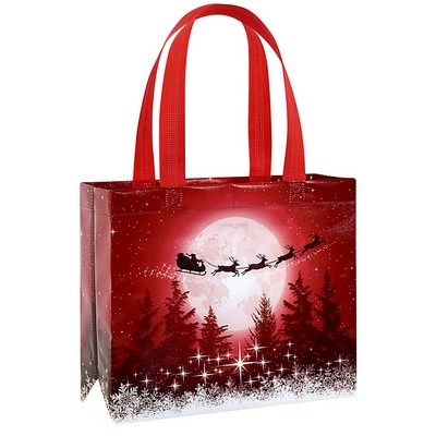 Custom 120g Laminated Non-Woven PP Heat-Sealed Christmas Gift Bag 12"x10"x4"