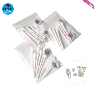 Combo Golf Pack of 6 Tees, 2 Ball Markers, 1 Divot Tool