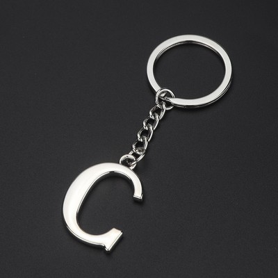 Silver Letter C Keychain Initial Keychain