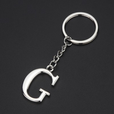 Silver Letter G Keychain Initial Keychain