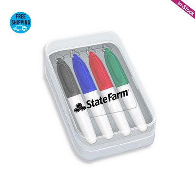 Permanent 4PCS Marker in Clear Plastic Box