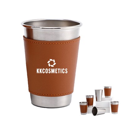 17 Oz PU Sleeve Stainless Steel Pint Glass