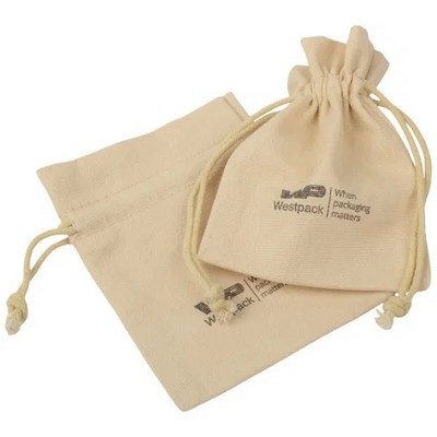 SMALL COTTON AND LINEN DRAWSTRING BAG ( 4'' x 4.7'' )