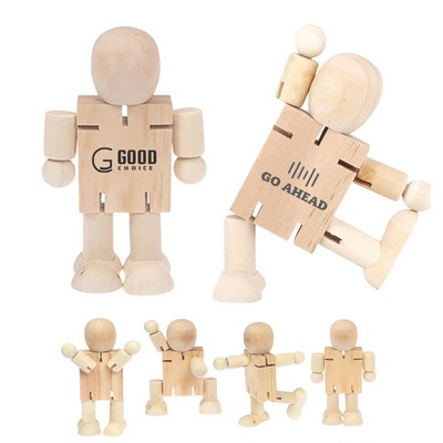 Wooden Poseable Robot Adjustable Figures