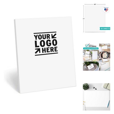 50-Sheet 8.5x11 Inch Plain White Memo Pad