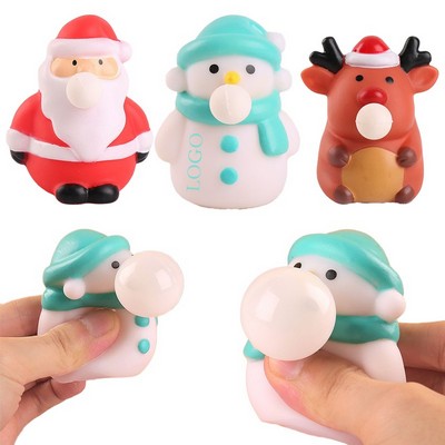 Christmas Blow Bubble Stress Relievers - Santa Claus, Reindeer, Snowman