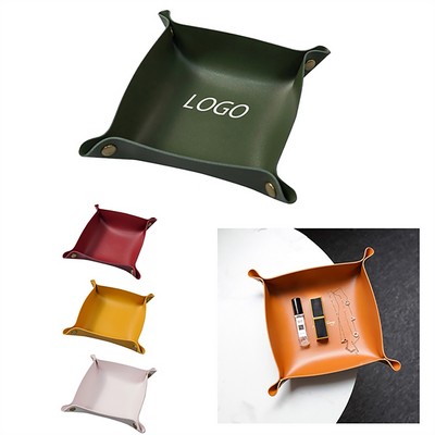 Desktop PU Leather Organizer Storage Tray