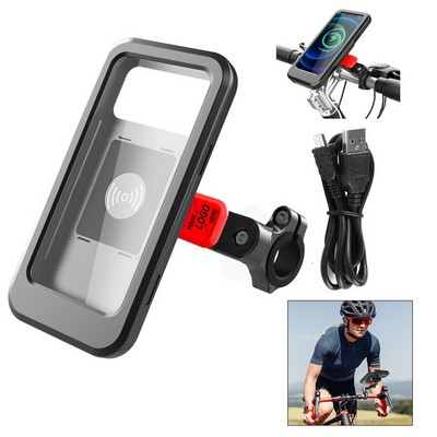 Bike and Motorcycle Phone Mount with Wireless Charging and Waterproof Navigation Holder