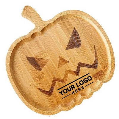 Halloween Bamboo Pumpkin Plate for Festive Decor