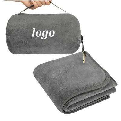 2 in 1 Travel Fleece Blanket and Pillow