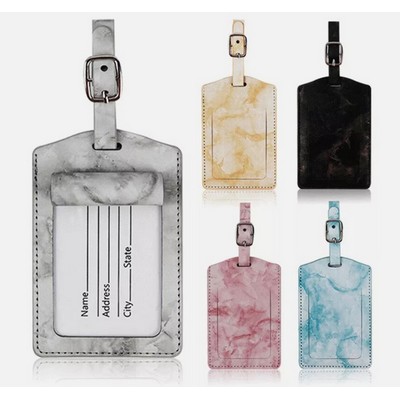 Adjustable PU Leather Marble Pattern Luggage Tag