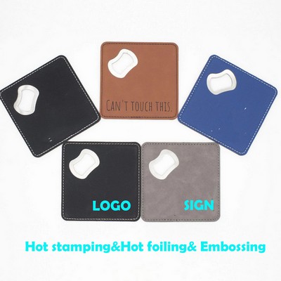 Square Anti-Slip Leather Bottle Opener