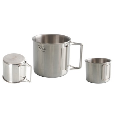 11 Oz Stainless Steel Camping Mug with Folding Handle