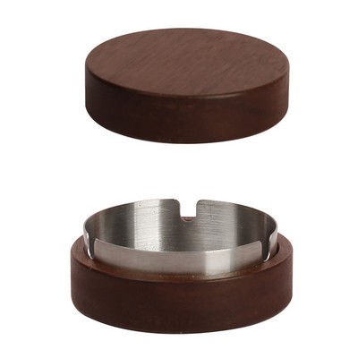 Wood Lid Stainless Steel Ashtray