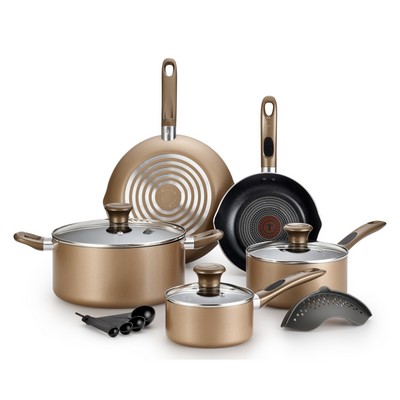 T-fal Excite Non-Stick 14-Piece Cookware Set - Bronze