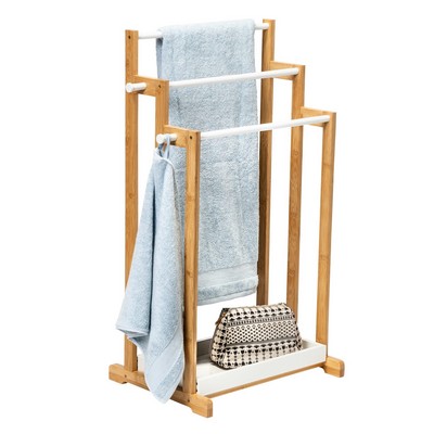 Honey-Can-Do 3-Tier Freestanding Bath Towel Rack Natural White/Bamboo