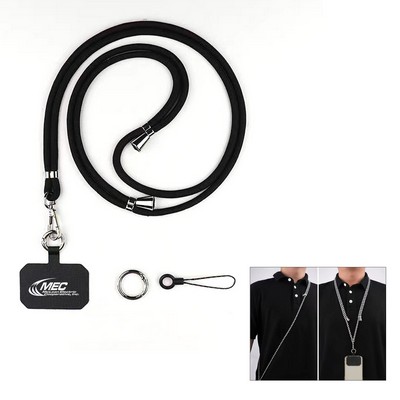 Adjustable Polyester Phone Lanyard with Keychain