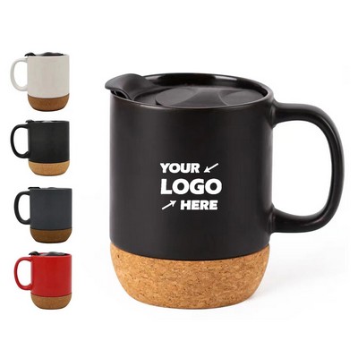 Coffee Mug with Lid and Cork Bottom