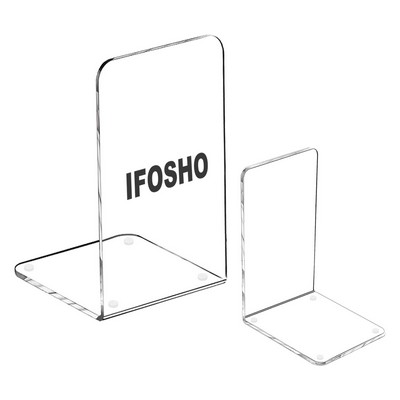 Acrylic Clear Book Ends for Shelves Transparent Bookends for Heavy Books for Books Files Movies CDs